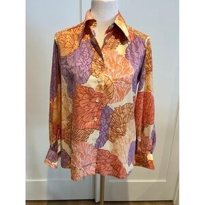 Vintage Bonwit Teller Albert Lewis Floral Print Blouse VTG Size 14 (Current 10)